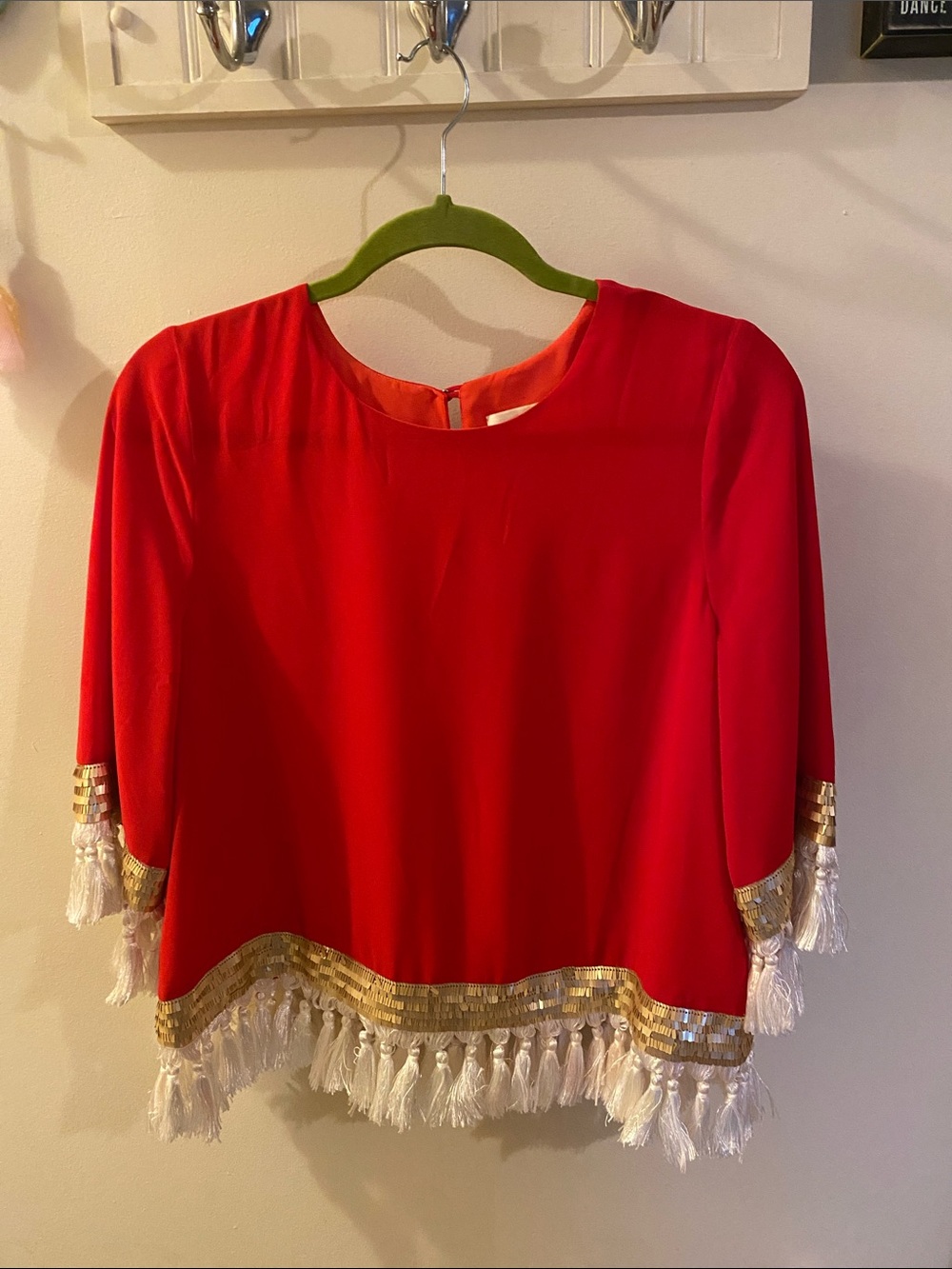 Mestiza NY Shimmy Shimmy Red Tassel Top